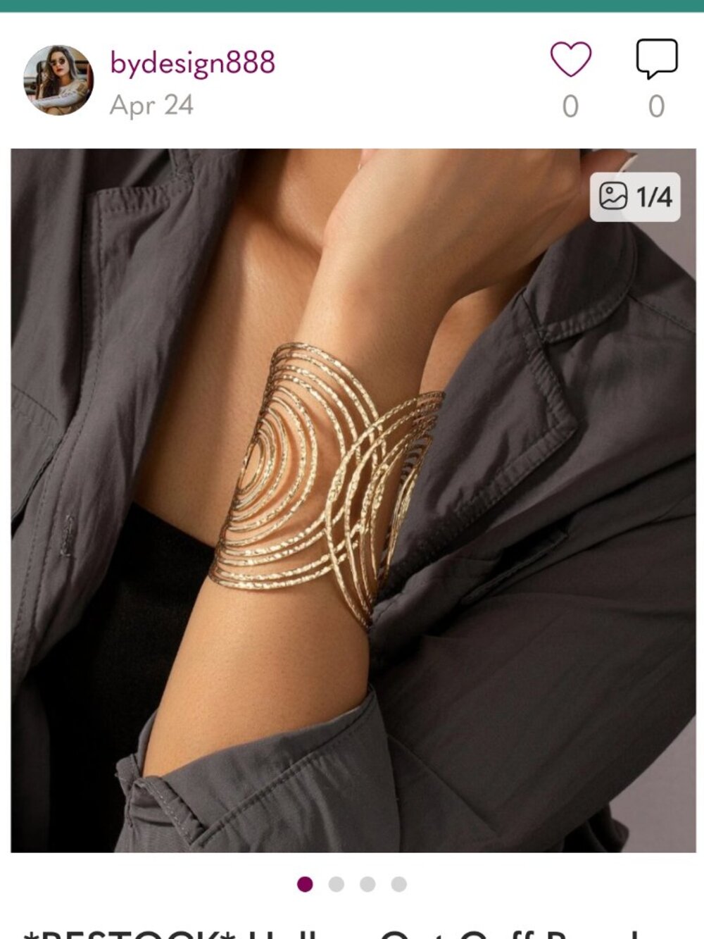 Gold cuff bracelet